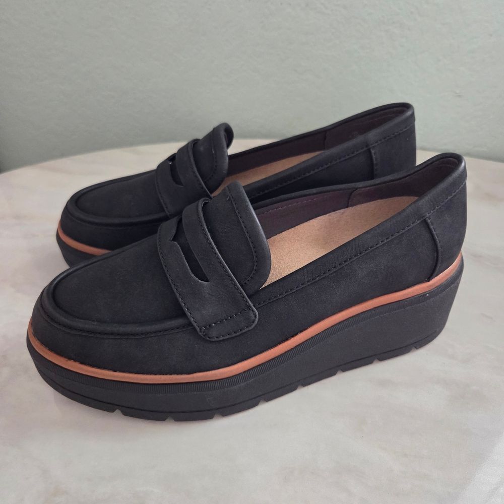 Dr. Scholl's Black Suede Platform Loafers